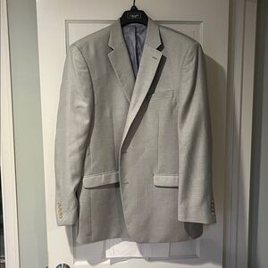 Chaps grey blazer with off white/buttons and blue paisley lining.
